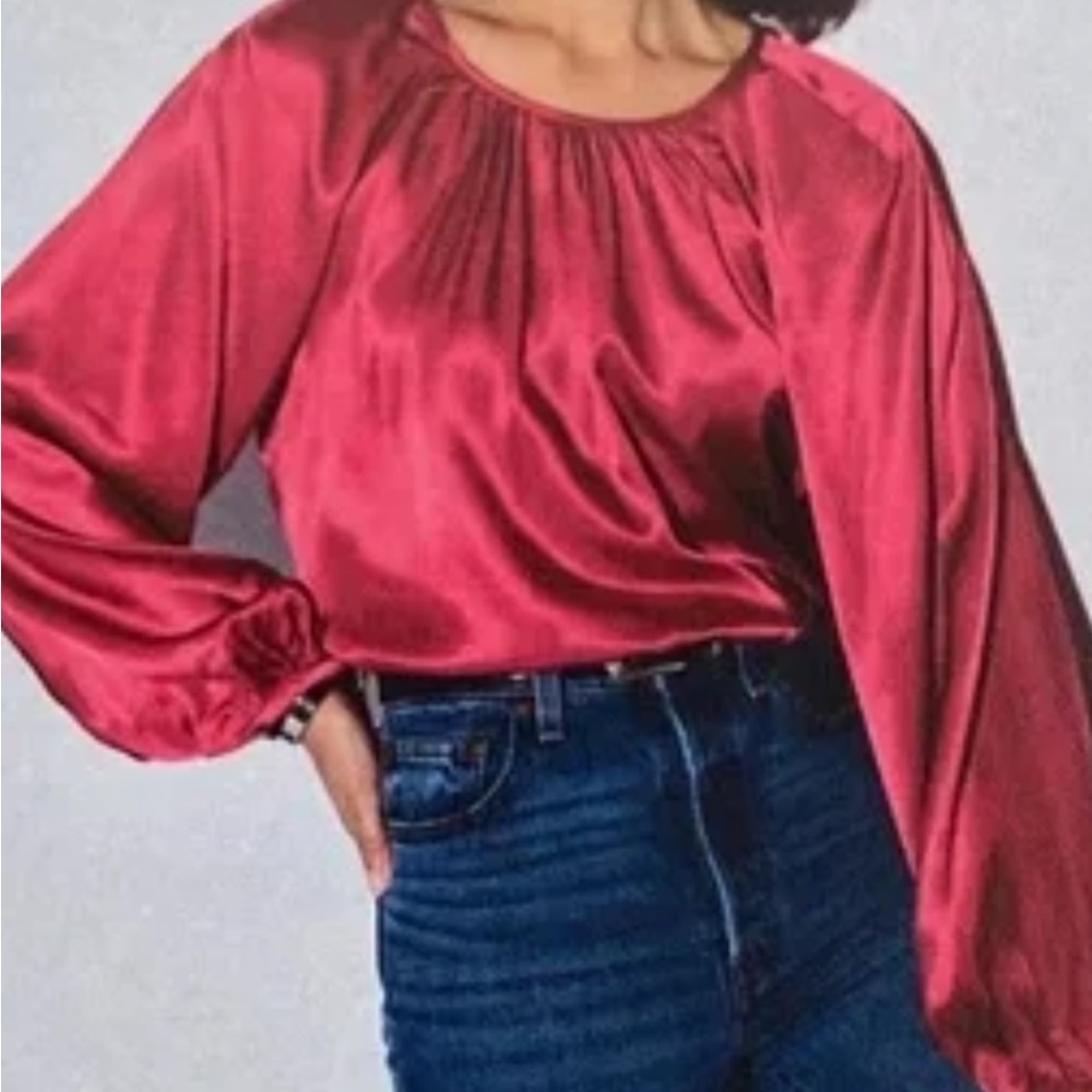 Nation Ltd New with Tags Medium Raspberry Jam Eveline  Raglan Long Sleeve Blouse